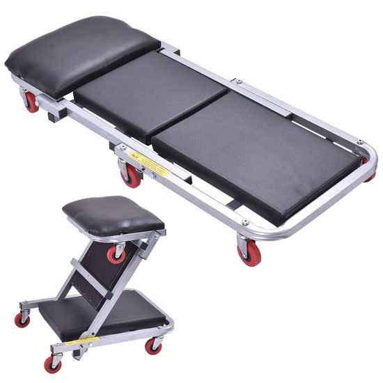 Picture of 2 In 1 Foldable Mechanics Z Creeper Seat Rolling Chair