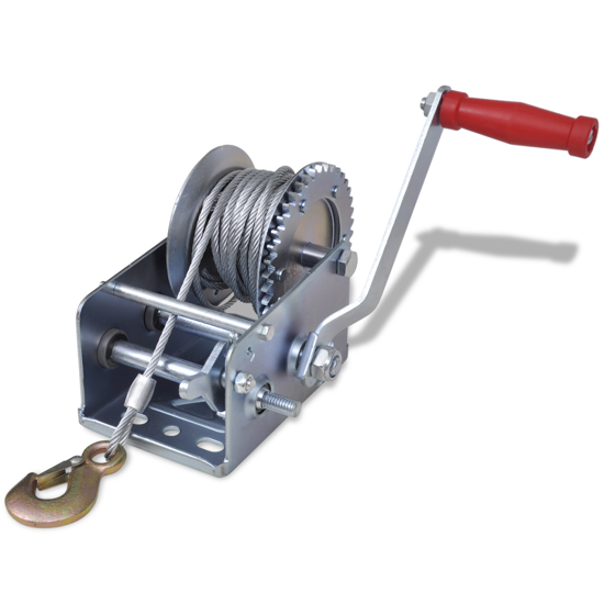 Picture of 2000lb Heavy Duty Hand Crank Boat ATV Trailer Winch with Hook