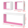 Picture of 3 White-Pink MDF Floating Wall Display Shelf Cubes Book/DVD Storage