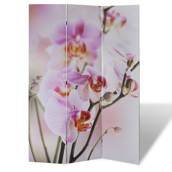 Picture of 3-Panel Room Divider Folding Double Sided Screen Flower Print 47.2" x 70.9"