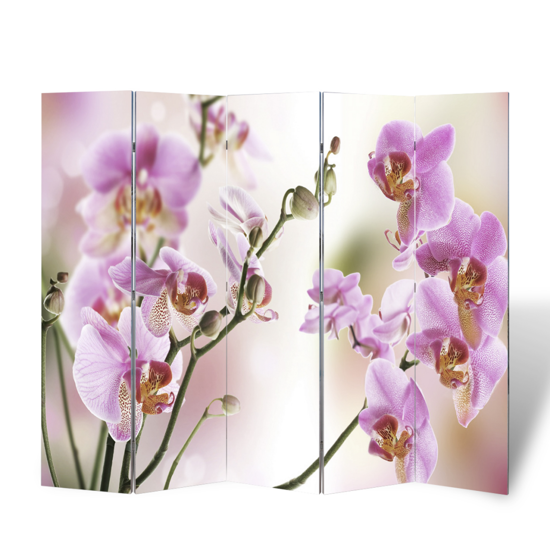 Picture of 5-Panel Room Divider Folding Double Sided Screen Flower Print 78.7" x 70.9"