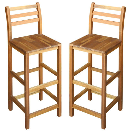 Picture of Bar Chairs 2 pcs Solid Acacia Wood 16.5"x14.2"x43.3"