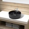 Picture of Bathroom Sink Round Basin Faucet/Overflow Hole Ceramic - Black