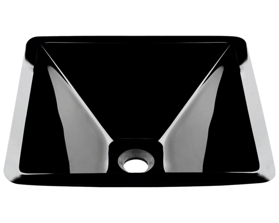 Picture of Bathroom Sink Square-Shaped Vessel - Dark Colored Glass