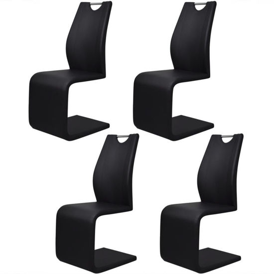 Picture of Cantilever Dining Chairs 4 pcs Artificial Leather Black