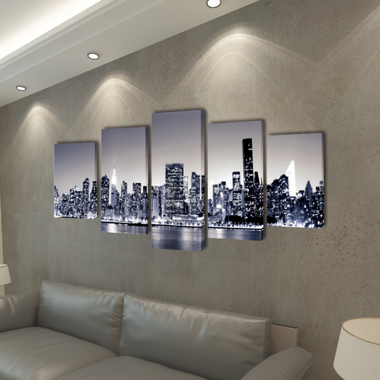 Picture of Canvas Wall Print Set Monochrome New York Skyline 39" x 20"
