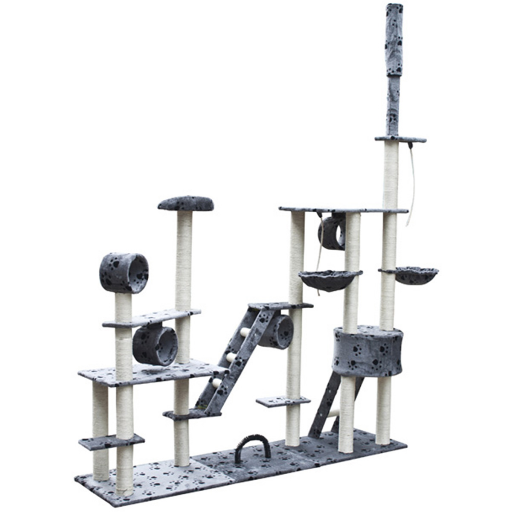 Convenience Boutique / Cat Tree Deluxe 90" 102" Gray with Paw Prints