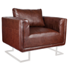 Picture of Contemporary Luxury Armchair Cube with Chrome Feet - Brown