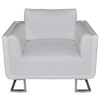 Picture of Contemporary Luxury Leather Cube Armchair with Chrome Feet - White