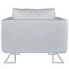 Picture of Contemporary Luxury Leather Cube Armchair with Chrome Feet - White