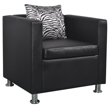 Picture of Cube Armchair with Pillow Artificial Leather - Black