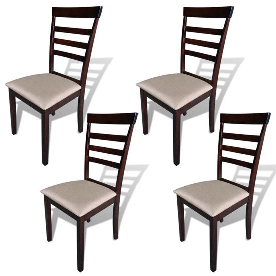 Picture of Dining Chairs 4 pcs Fabric Brown and Cream