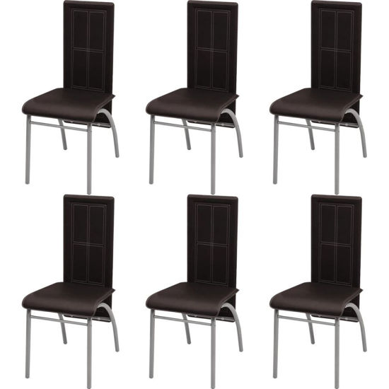 Picture of Dining Chairs 6 pcs Artificial Leather Brown