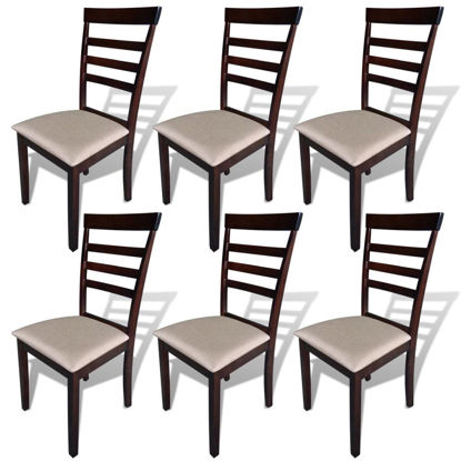 Picture of Dining Chairs 6 pcs Fabric Brown and Cream