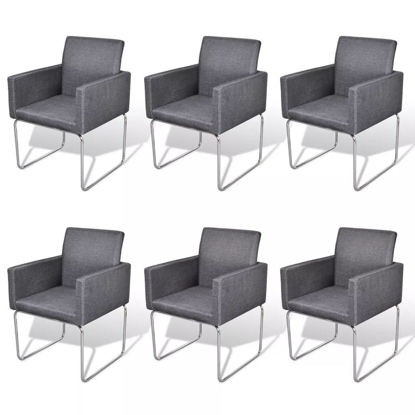 Picture of Dining Chairs 6 pcs Fabric Dark Gray