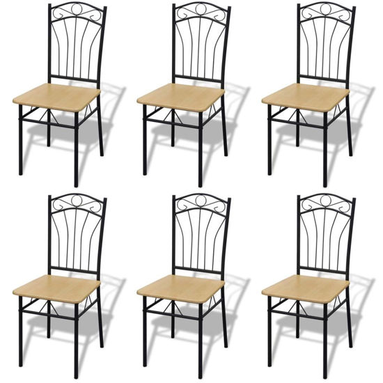 Picture of Dining Chairs 6 pcs Light Brown