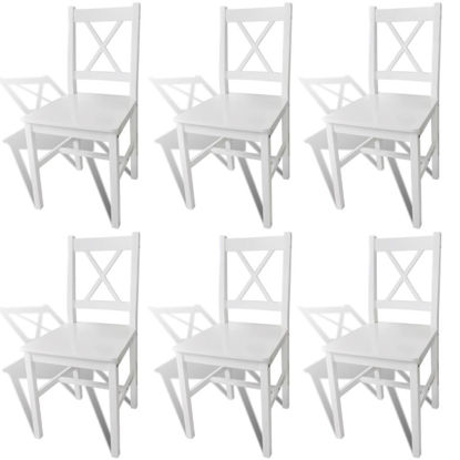 Picture of Dining Chairs 6 pcs Wood White