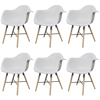 Picture of Dining Chairs with Armrests and Beech Wood Legs - 6 Pcs White