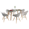 Picture of Dining Chairs with Armrests and Beech Wood Legs - 6 Pcs White