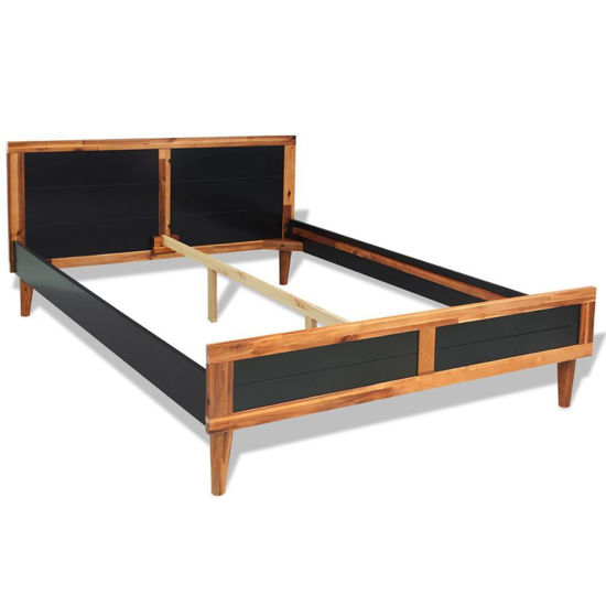 Picture of Double Bed Frame Solid Acacia Wood 78" x 70" - Black