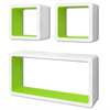 Picture of Floating Wall Display Shelves Cubes - 3 pcs White/Green