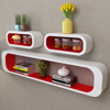 Picture of Floating Wall Display Shelves Cubes - 3 pcs White/Red