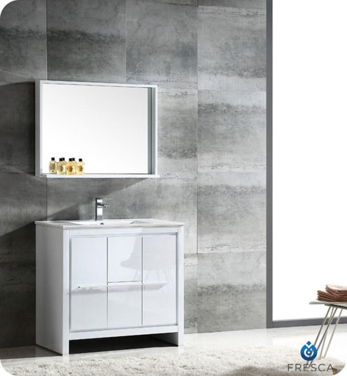 Picture of Fresca Allier 36" White Modern Bathroom Vanity w/ Mirror