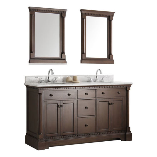 Picture of Fresca Kingston 61" Antique Coffee Double Sink Traditional Bathroom Vanity with Mirrors