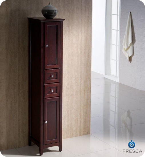 Picture of Fresca Oxford Antique Mahogany Tall Bathroom Linen Cabinet