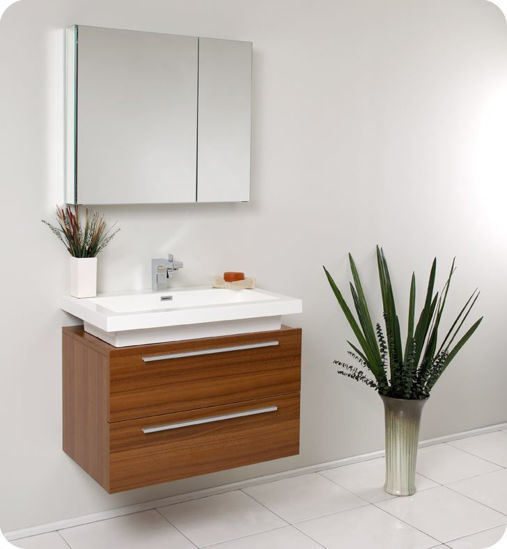 Picture of Fresca Medio 32" Teak Modern Bathroom Vanity with Medicine Cabinet