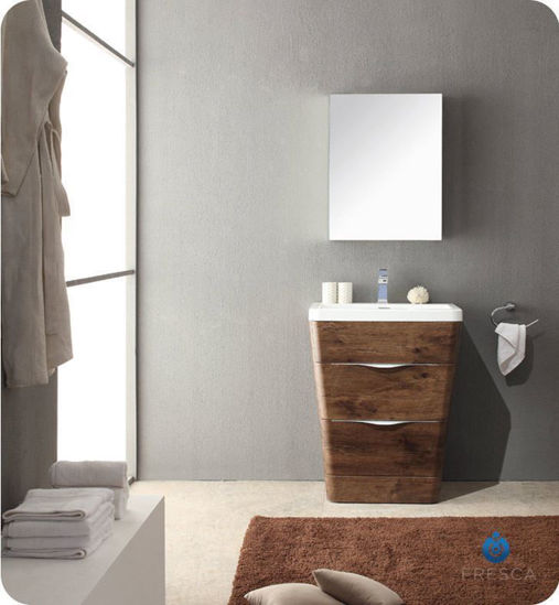Picture of Fresca Milano 26" Modern Bathroom Vanity in a Rosewood Finish with Medicine Cabinet and Faucet