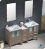 Picture of Fresca Torino 60" Gray Oak Modern Double Sink Bathroom Vanity with Side Cabinet and Integrated Sinks