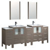 Picture of Fresca Torino 84" Gray Oak Modern Double Sink Bathroom Vanity with 3 Side Cabinets and Integrated Sinks