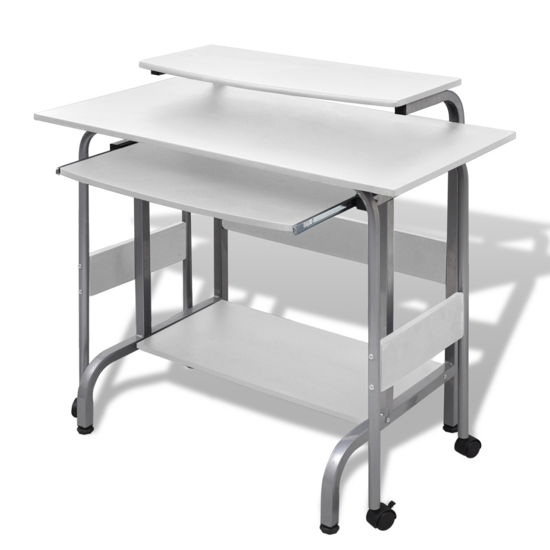 Picture of Home Office Adjustable Computer Desk Workstation - White