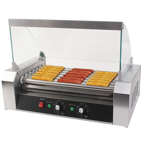 Picture of Hot Dog Grill Cooker Machine with cover for 18 Hotdog 7 Roller