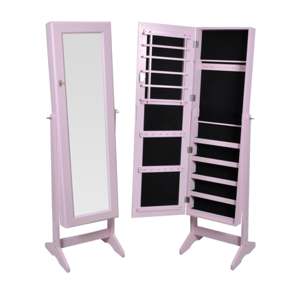 Picture of Jewelry Cabinet with Mirror Free Standing - Pink