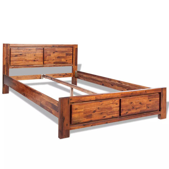Picture of King Size Bed Frame Solid Acacia Wood - Brown