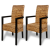 Picture of Kitchen Dining Chairs with Armrests - 2 pcs Handwoven Abaca