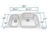 Picture of Kitchen Double Bowl Undermount Sink Offset Stainless Steel
