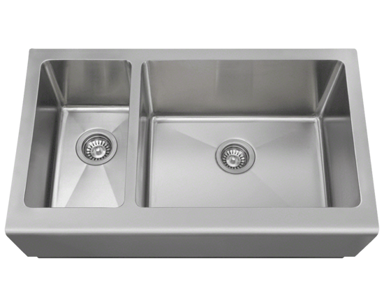 Picture of Kitchen Stainless Steel Offset Double Apron Sink