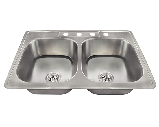 Picture of Kitchen Topmount Sink Double Equal Bowl - Stainless Steel