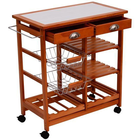 Picture of Kitchen Trolley Cart with Wine Rack - 30"