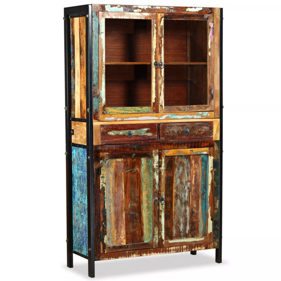 Picture of Living Room Antique-Style Highboard - Solid Reclaimed Wood