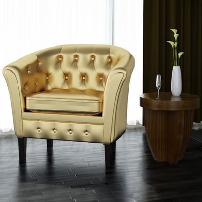 Picture of Living Room Armchair Tub Chair Artificial Leather - Gold