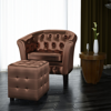 Picture of Living Room Tub Chair with Footrest - Brown