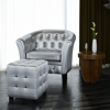 Picture of Living Room Armchair Tub Chair Artificial Leather with Footrest - Silver
