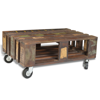 Picture of Living Room Coffee Table with Wheels - Antique-Style Reclaimed Wood