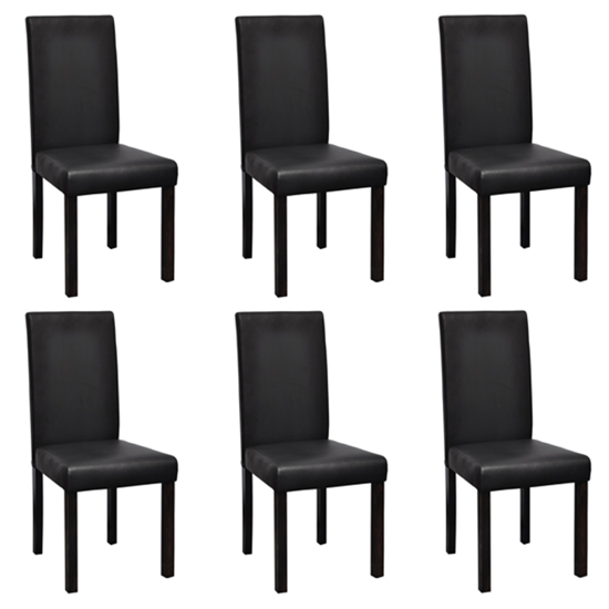 Picture of Modern Artificial Leather Wooden Dining Chairs - 6 pcs Black