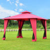 Picture of Outdoor 11'x11' Patio Canopy Tent Gazebo 2-Tier Burgundy