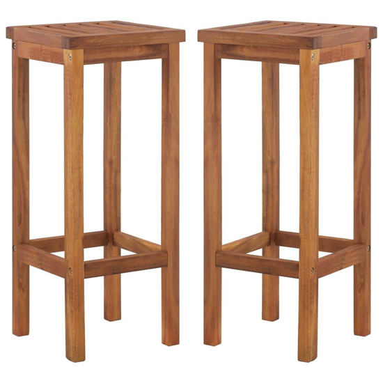 Picture of Outdoor Bar Chairs - 2 pcs Solid Acacia Wood